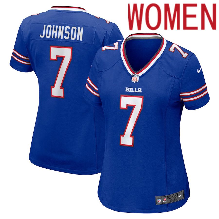 Women Buffalo Bills #7 Taron Johnson Nike Royal Game Player NFL Jersey->women nfl jersey->Women Jersey